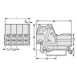 WAGO Male MCS-MAXI 7.62mm with DIN 35 Adaptor 