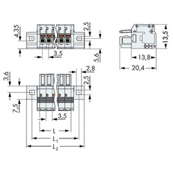 WAGO Female MCS-MINI 3.5mm with Fixing Flanges & Push Buttons 