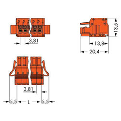 WAGO Female MCS-MINI 3.81mm with Locking Levers and Push Buttons 