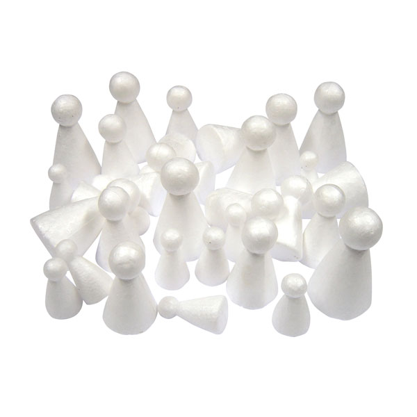  Polystyrene Puppets, Three Sizes Pack of 30