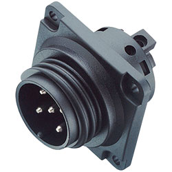 Binder 694 Series IP65 Black Panel Mount Power Screw Connectors