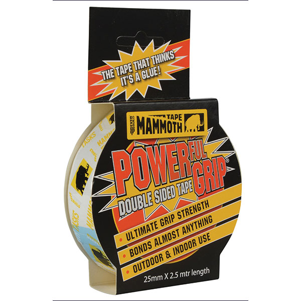  Mammoth POWERGRIP Powerful Grip Double Sided Tape 12mm x 2.5m
