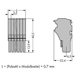 WAGO 2020-105 5-way 1 Conductor Female Plug Grey