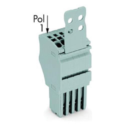 WAGO 2020 Series 1 Conductor Female Plug with Strain RelieFemalePlate