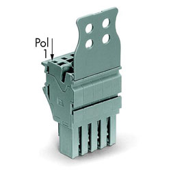 WAGO 2022 Series 1-conductor Female Plug with Strain Relief Plate AWG 22-12