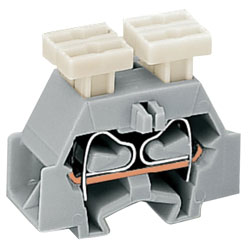 WAGO 261-341/342-000 2-Cndtr. 2 Push Btn. Snap-in T-Block Grey AWG28-14