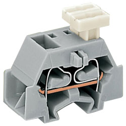 WAGO 261-425/331-000 5-way 2-Cndtr. Push Btn. F-Flange Block Grey AWG28-14