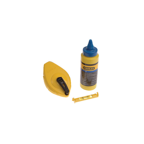 Stanley 0-47-443 Chalk Line 30m Blue Chalk & Level