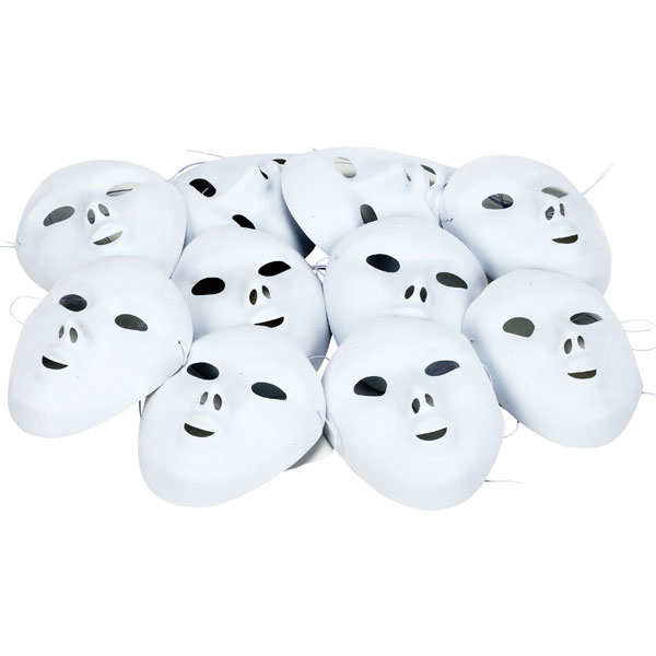  Masks Flock Finish White with Elastic Pack of 10
