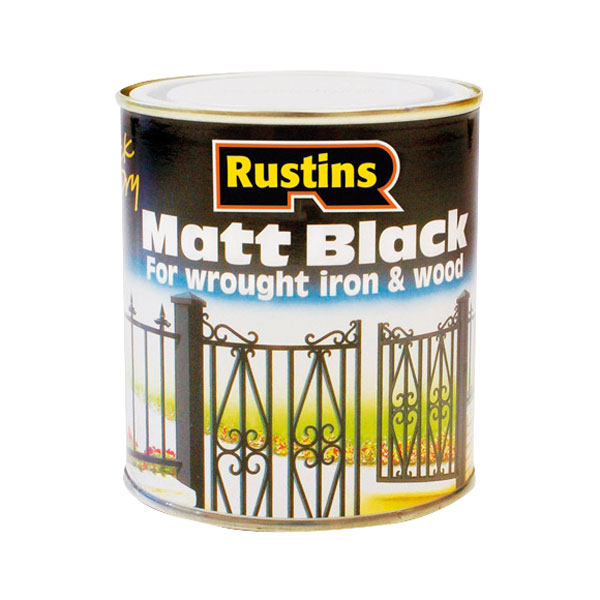 Rustins BLAM1000 Matt Black Paint Quick Drying 1 Litre