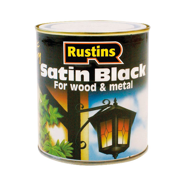 Rustins SATB250 Quick Drying Satin Black Paint 250ml