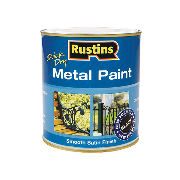 Rustins MPBK1000 Quick Dry Metal Paint Smooth Satin Finish Black 1...
