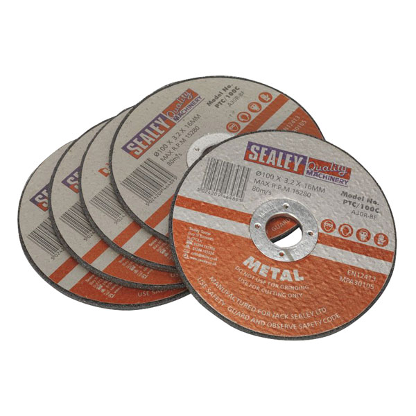 Sealey PTC/115CET5 Cutting Disc Ø115 x 1.2mm 22mm Bore - Pack Of 5