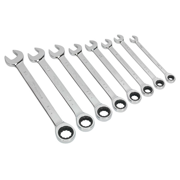 Siegen S0984 Combination Ratchet Spanner Set 8pc Imperial