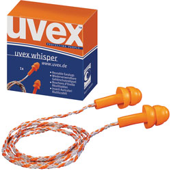 uvex Whisper Ear Plugs With Cord - 50 Pairs