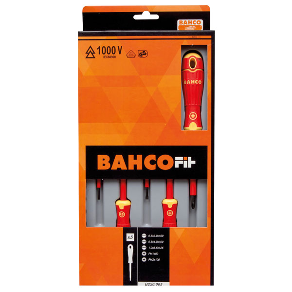 Bahco B220.005 BahcoFit Insulated VDE Screwdriver Set Slot/PH - 5 ...