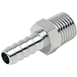 ICH Adaptors Hose Barb to Tapered External Thread 60 bar Nickel Plated Brass