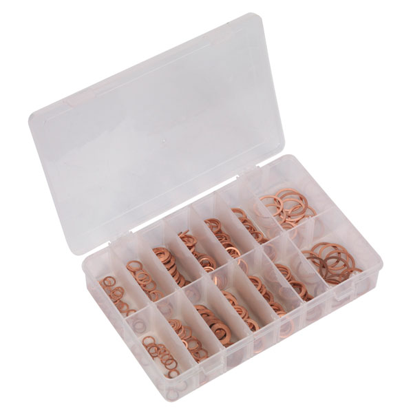 Slide Sealey AB027CW Diesel Injector Copper Washer Assortment 250pc - Metric