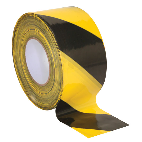  BTBY Hazard Warning Barrier Tape 80mm x 100m Black/Yellow Non-Adhesive