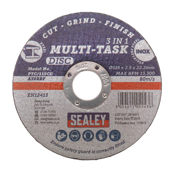 Sealey PTC/115MC Multipurpose Cutting Disc Ø115 x 1.6mm 22.2mm Bore