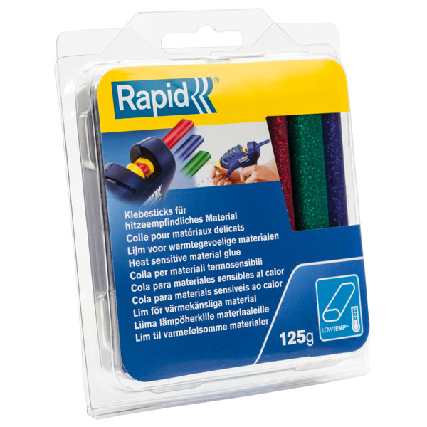 Rapid UK Low Temperature Oval 9mm Glue Sticks + Red, Green & Blue
