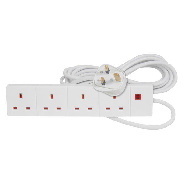 Mercury 429.834UK 4-Way Extension Lead, Neon