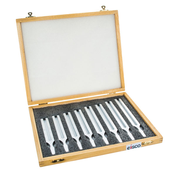 Image of Eisco PH0738B - Tuning Forks with Wooden Storage Case - Set of 8