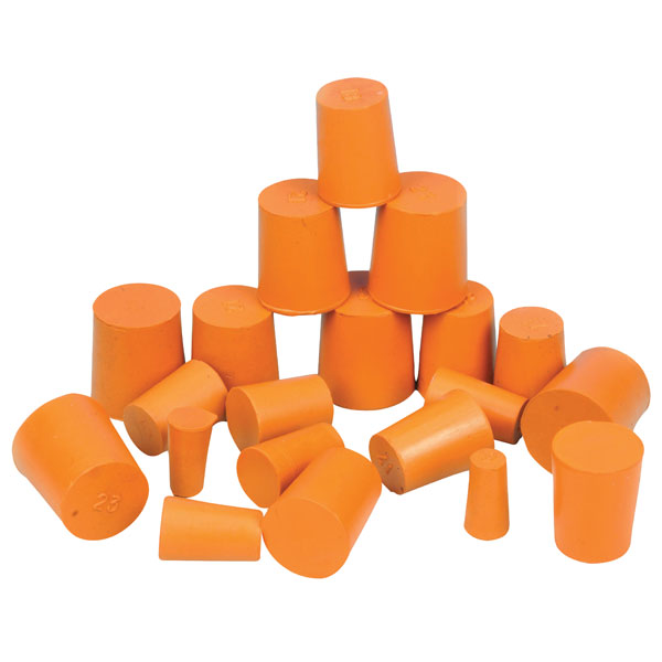 Image of Eisco Stopper Rubber, Solid, Bottom 15mm, Top 18mm, Length 24mm - 10Pk