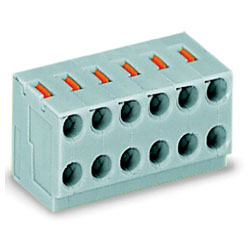 WAGO 252 Series 3.5mm 2A Push Button PCB Solder Pin Terminal Blocks Grey