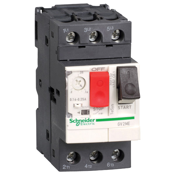 Schneider GV2ME10 3 Pole 6.3A 690Vac Thermal Magnetic Circuit Breaker