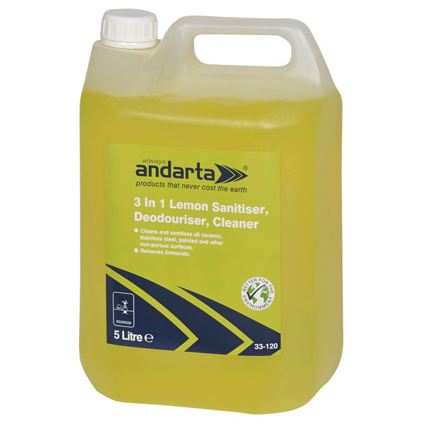  33-120 3 in 1 Lemon Sanitiser Deodouriser Cleaner 5L