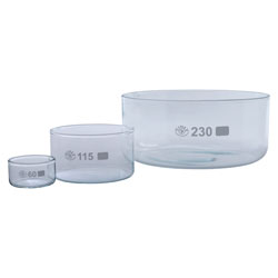 Simax Glass Crystallising Dishes with Flat Bottom and No Spout