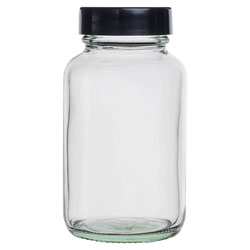 Academy Powder Glass Bottles with Black Caps