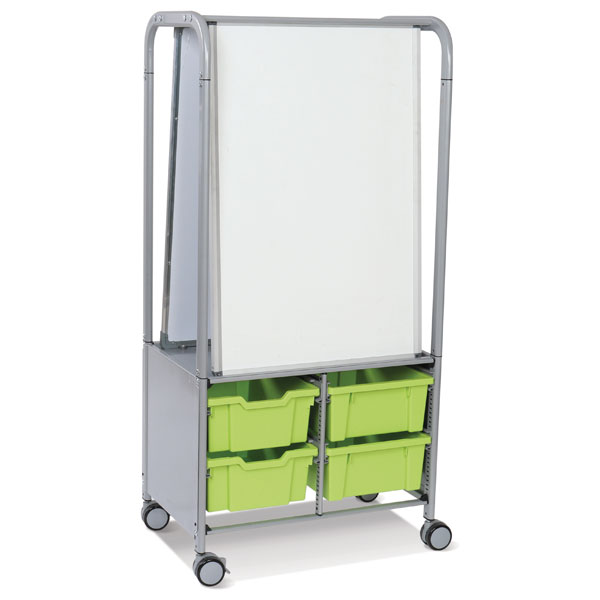 MakerHub Trolley With 2 Magnetic Boards & Charcoal Grey Gratnells Trays