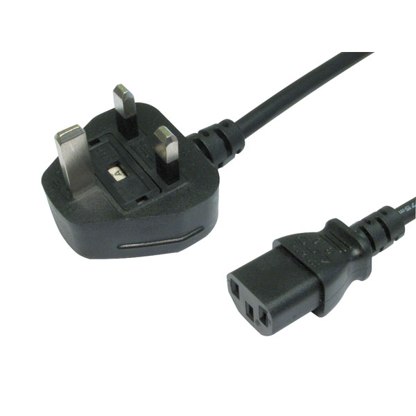  16-1720 1.8m UK Plug IEC C13 Black Mains Lead