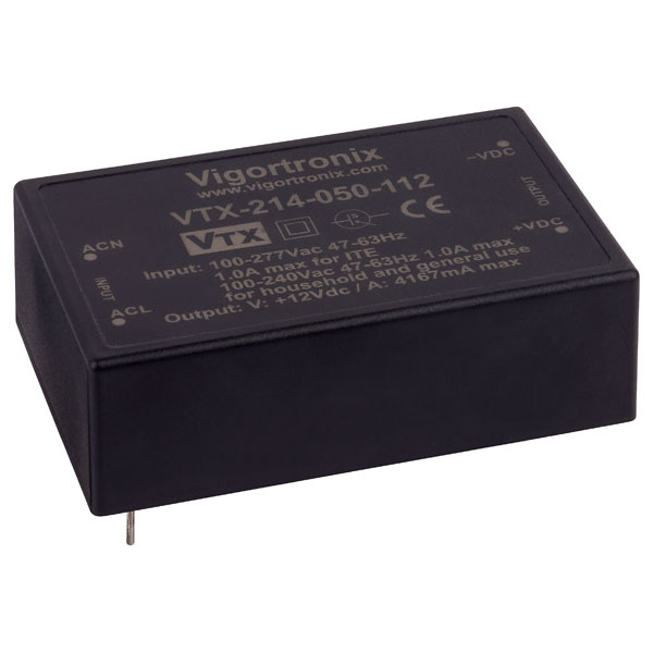  VTX-214-050-124 50W 90-305V Input AC-DC Converter 24V