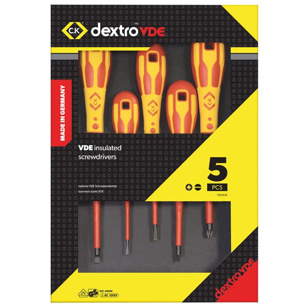 CK Tools T49183D DextroVDE Screwdriver Slotted Parallel & PZD Set Of 5