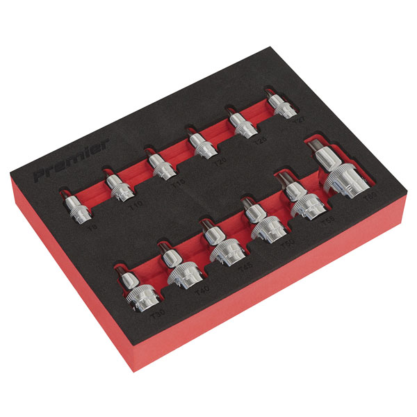 Sealey AK6245 TRX-Star* Socket Bit Set 12pc Stubby 1/4", 3/8" & 1/...