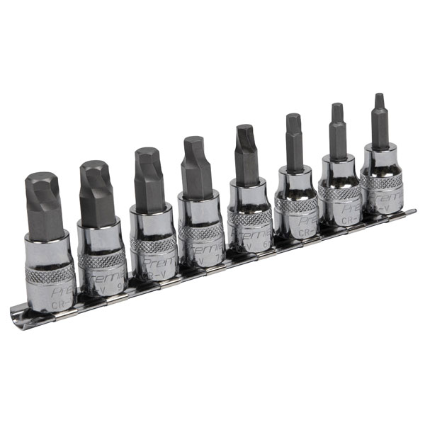 Sealey AK65601 Hex Socket Bit Set Lock-On™ 8pc 3/8"Sq Drive Metric