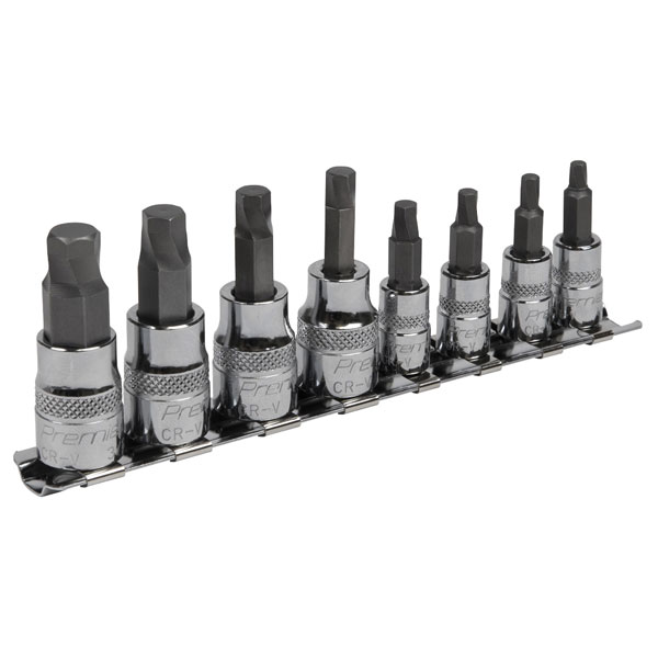 Sealey AK65602 Hex Socket Bit Set Lock-On™ 8pc 1/4" & 3/8"Sq Drive...