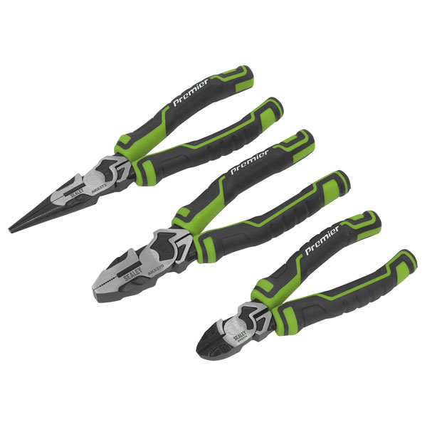 Sealey AK8376HV Pliers Set 3pc High Leverage - Hi-Vis Green