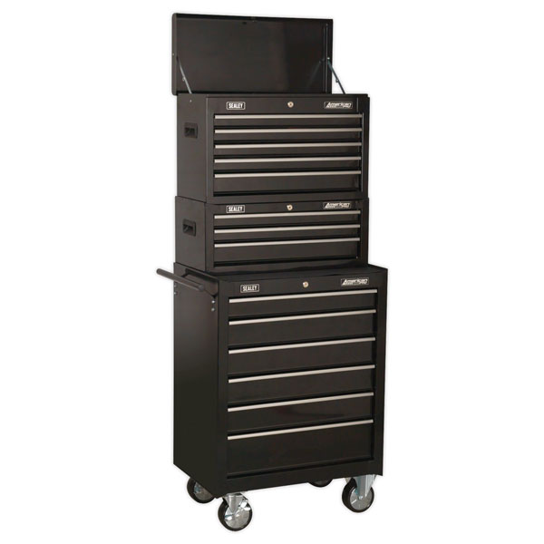Sealey AP22STACK Topchest, Mid-Box & Rollcab 14 Drawer Stack - Red