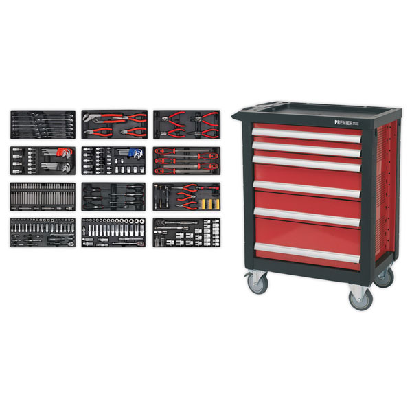 Sealey AP2406TBTC01 Rollcab 6 Drawer + Ball Bearing Slides + 298pc...