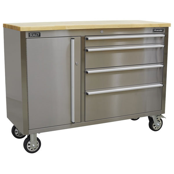 Sealey AP4804SS Mobile Stainless Steel Tool Cabinet 4 Drawer
