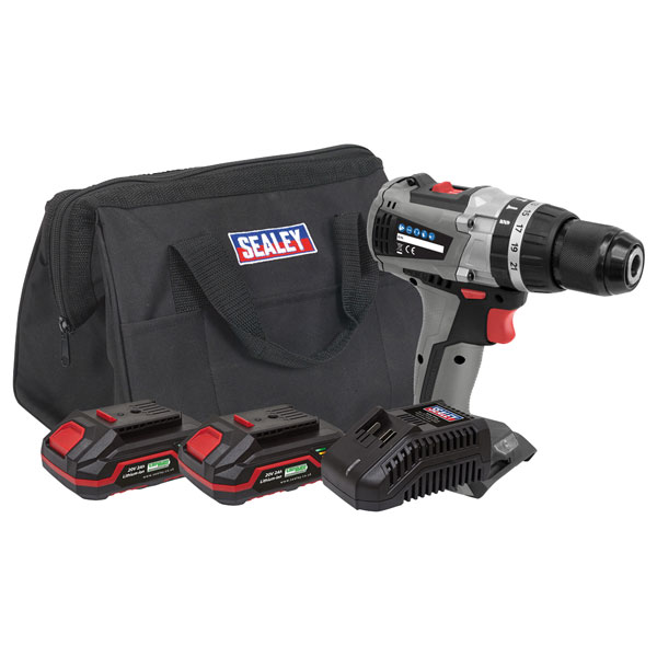 Sealey CP20VDDXKIT Brushless Hammer Drill/Driver Kit Ø13mm 20V - 2...