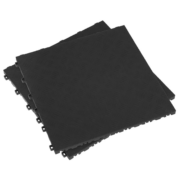  FT3B Polypropylene Floor Tile 400 x 400mm - Black Treadplate - Pack of 9