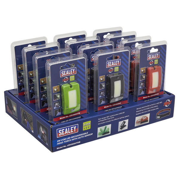 Sealey LED360HTDB Rechargeable Head Torch Auto Sensor Blk 2W COB L...