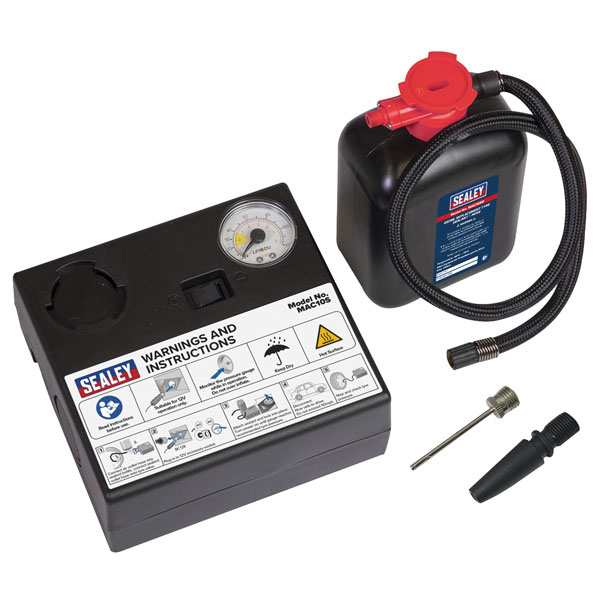  MAC10S Tyre Inflator 12V + Emergency Puncture Sealant Kit
