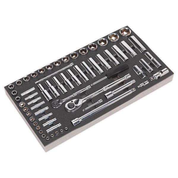 Siegen S01122 Tool Tray with Socket Set 62pc 1/4" & 1/2"Sq Drive M...