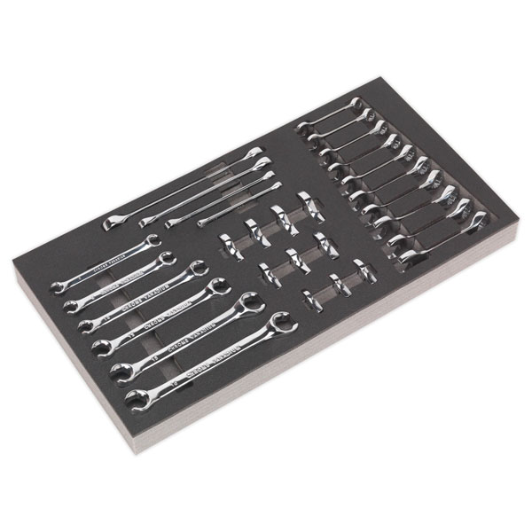 Siegen S01125 Tool Tray with Specialised Spanner Set 30pc - Metric